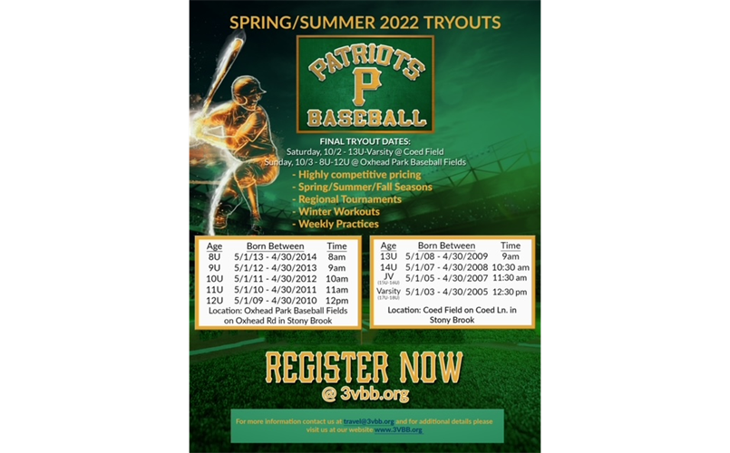 Sbu Finals Schedule Fall 2022 Three Village Baseball & Softball League > Home